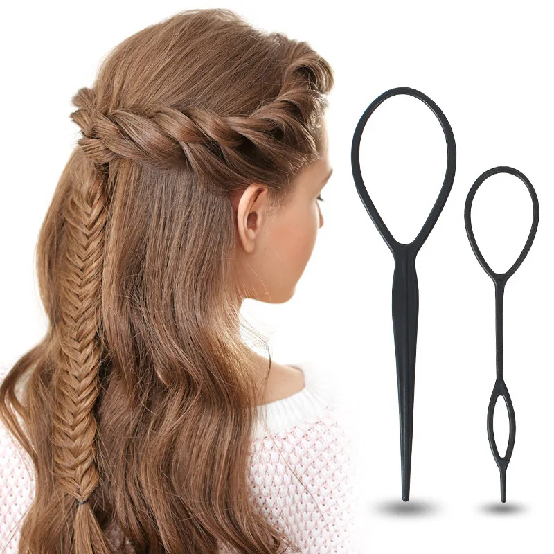 

Popular 1SET Ponytail Creator Plastic Loop Styling Tools Black Topsy Pony Topsy Tail Clip Hair Braid Maker Styling Tool Fashion