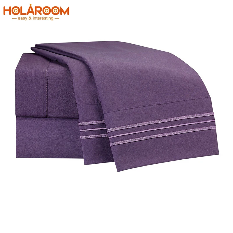 Комплект постельного белья из 4 предметов однотонное постельное белье простыня с