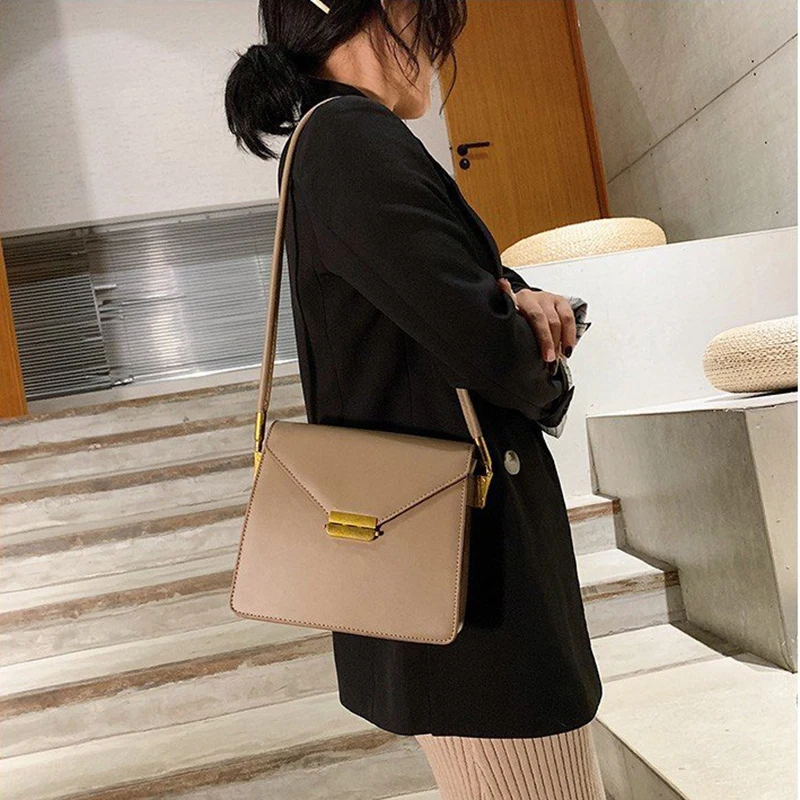 Дизайнерские Модные сумки с клапаном женская сумка через плечо 2019 одноцветная