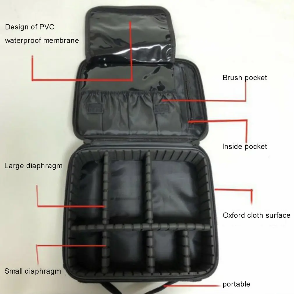 

Profession Makeup Case Cosmetics Organizer Portable Storage Box Nail Tool Suitcase For Women Make Up Bag