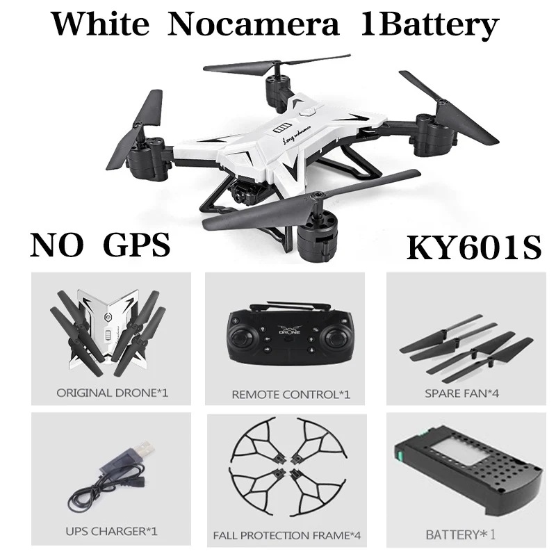 White Nocamera 1B Новое поступление Дрон с GPS Квадрокоптер 2000 метров расстояние управления RC вертолет Дрон с 5G 4K HD камера складной KY601G KY601S - Цвет: White Nocamera 1B