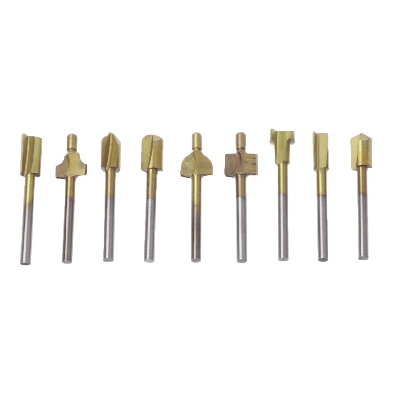 10 шт. Титан маршрутизатор древесины резцы для фрезы подходит Rotary Tool Set 1/8 \ "для