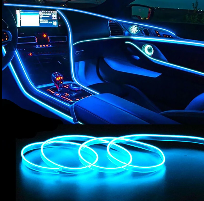 

Car EL Wire LED Light Interior Ambient LED Strip Neon Lighting Garland Wire Rope Tube Decoration Flexible Tube Colors Auto Led