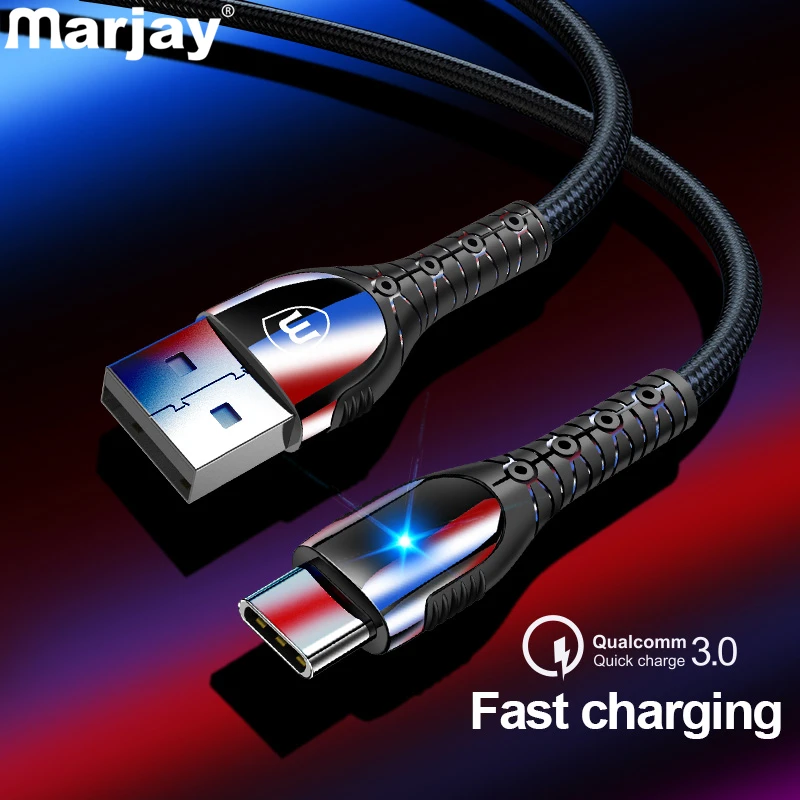 Кабель Marjay USB Type C для Samsung S8 S9 S10 A50 A70 3A быстрая зарядка Xiaomi Redmi Note 7 мобильный