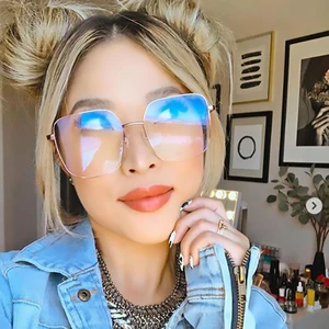 Очки в большой оправе женские, большие квадратные очки с прозрачными линзами в золотистой оправе, оптические очки для ботаника при близорукости