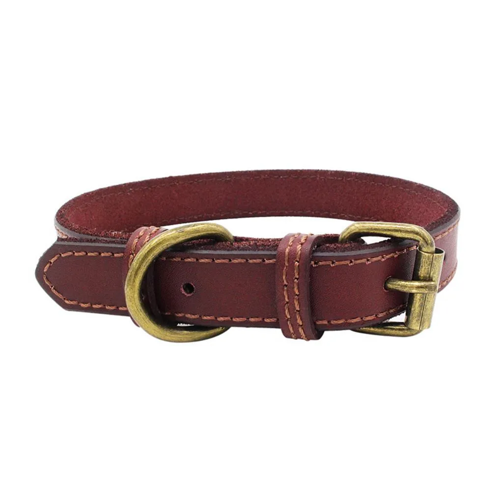 Ошейник для собак кожаный мягкий ошейник регулируемый больших дрессировочные