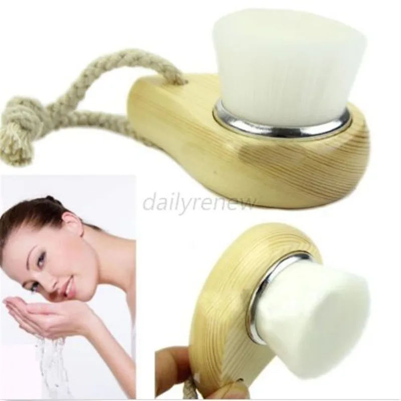 1Pc Deep Cleansing Face Clean Soft Milder Fiber Wash Pore Facial Care Brush Wood TM
