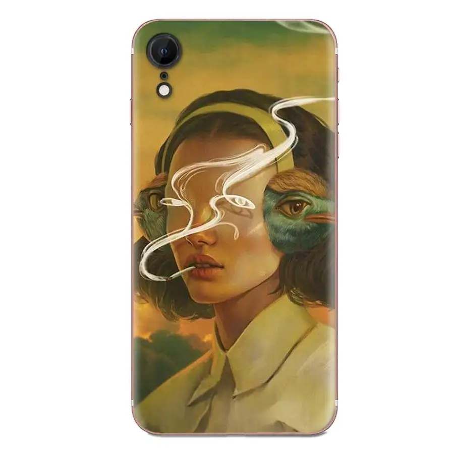 Чехол для мобильного телефона из мягкого силикона TPU с изображением девушки, курящей, прозрачный, для Apple iPhone 4 4S 5 5C 5S SE 6 6S 7 8 11 Plus Pro X XS Max XR.