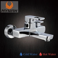 mynah wall mounted square shower faucet bathroom cold hot water mixer bathtub double outlet water tap