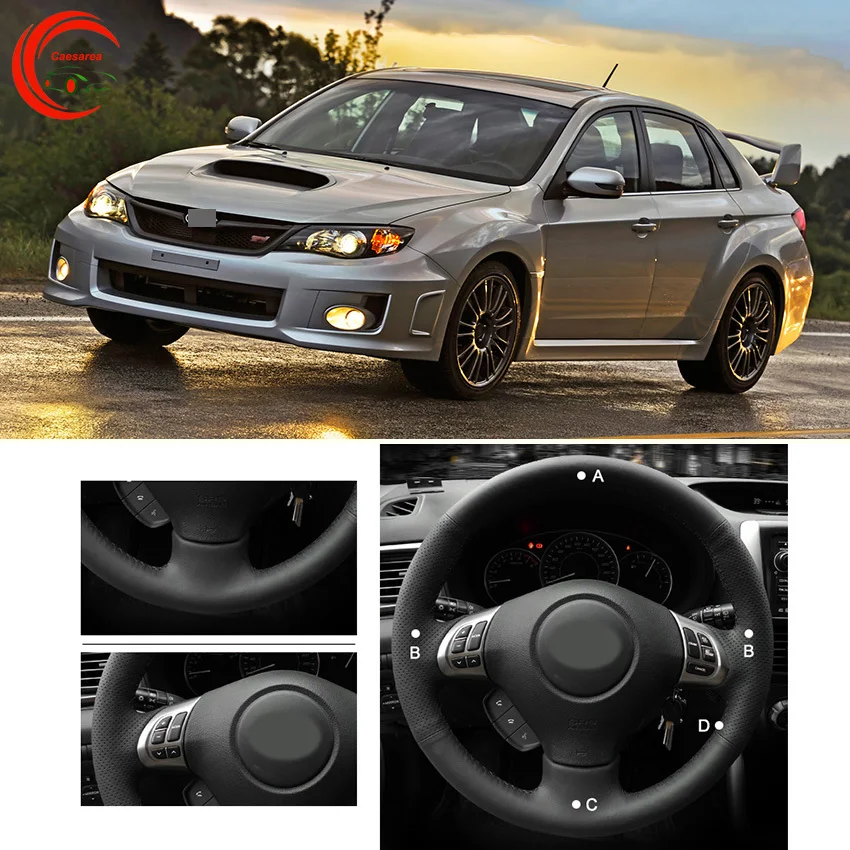 

Для Subaru, автомобильные аксессуары, брелок для автомобиля Subaru 2008-2011 черный кожаный чехол рулевого колеса автомобиля DIY рука сшитый на заказ