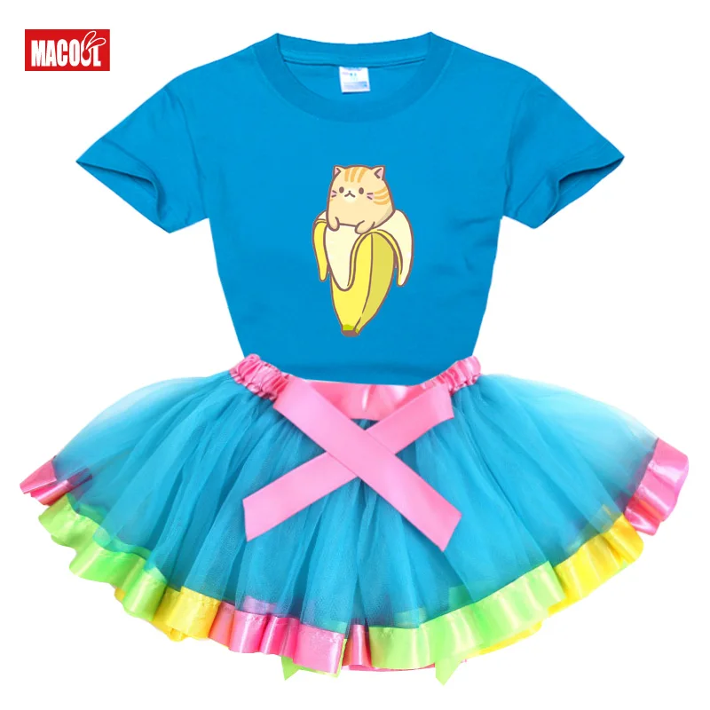

Girls Party tutu Dress Newborn Baby Girls Birthday Outfits 3Year Toddler Girls Clothing Cartoon Print t shirt+dress Holiday gift
