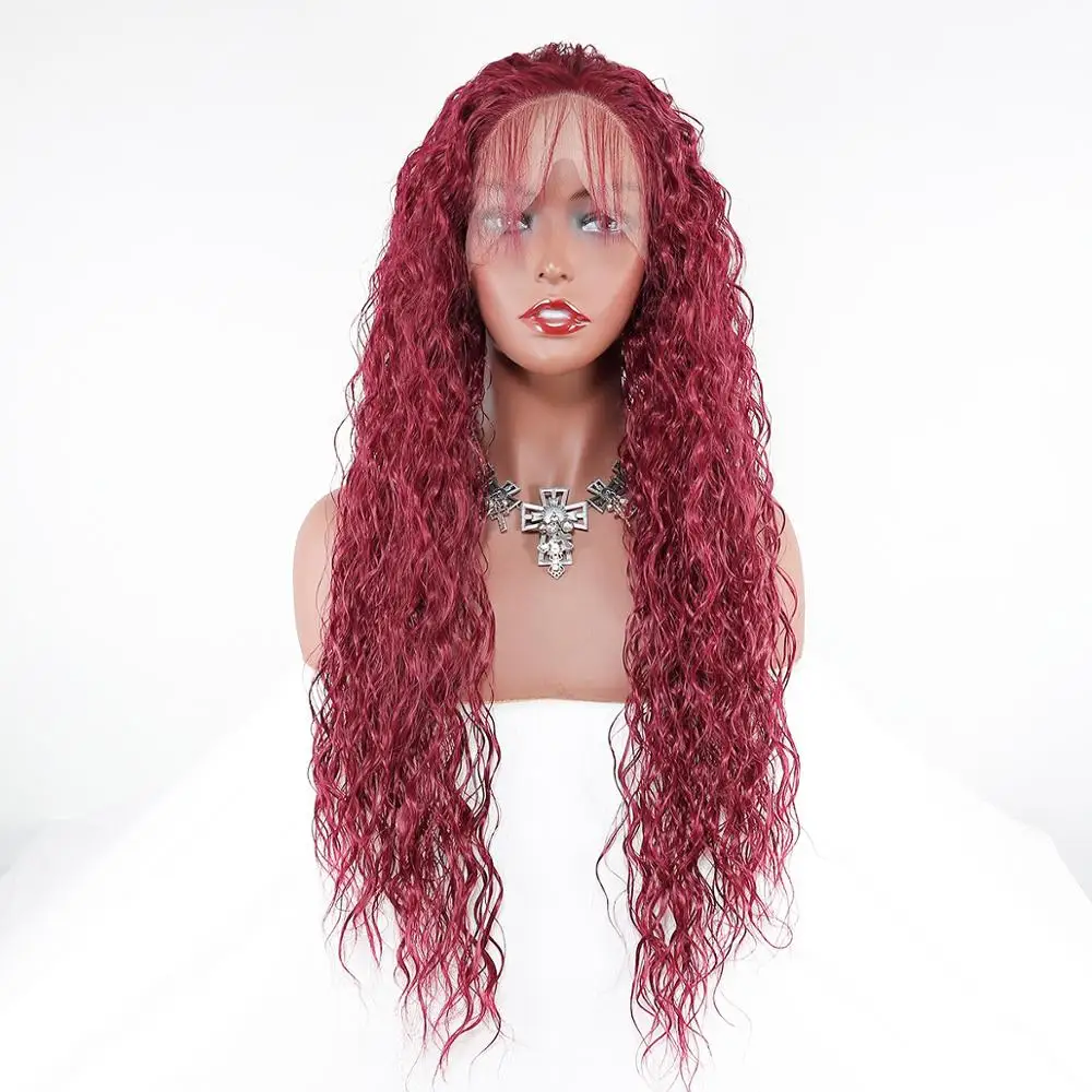 13x4 женский парик с синтетическим кружевом спереди Длинный свободный вьющийся из