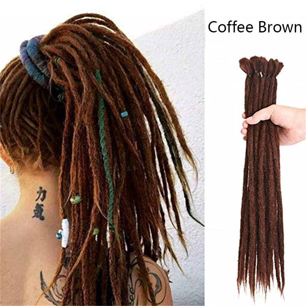 

Handmade Dreadlocks Hair Extensions Crochet Hair Black Brown Synthetic Hair 1 Strands Dreadlock For Women And Men 20 Inch