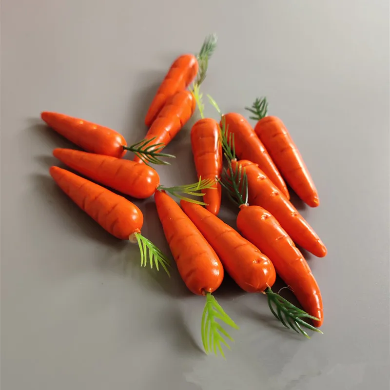 25pcs Mini Carrot Artificial Plastic Foam Flower Christmas Easter Party  Home Kitchen Decoration Fake Fruits Vegetable Cheap