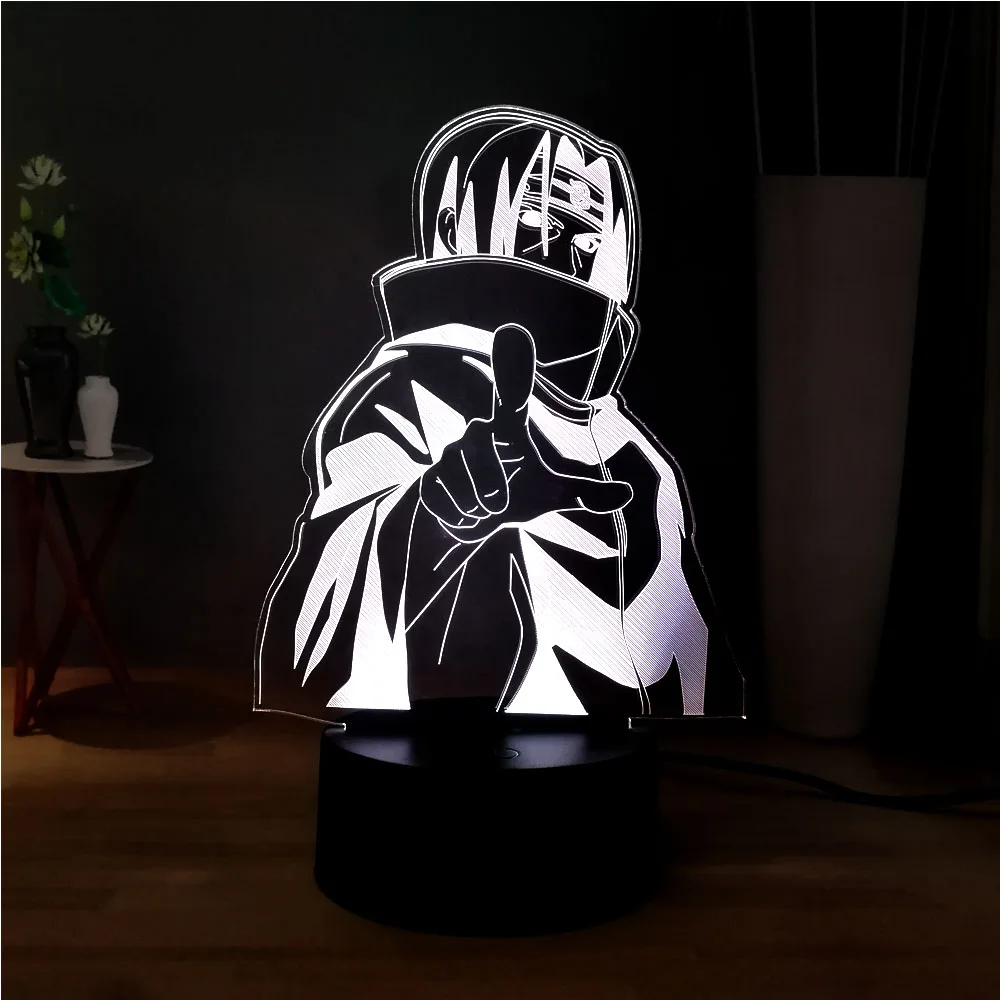 3D иллюзия светодиодный ночник Наруто Саскэ Утиха USB сенсорный пульт