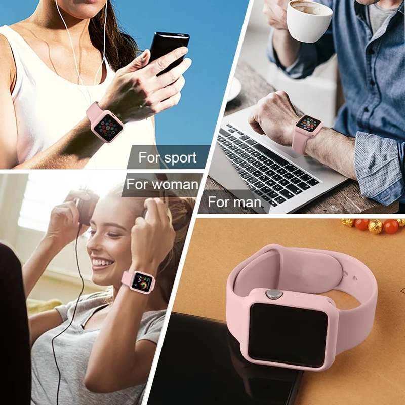 Спортивный ремешок для смарт часов apple watch 44/42/40/38 мм с протектор чехол к чехлу