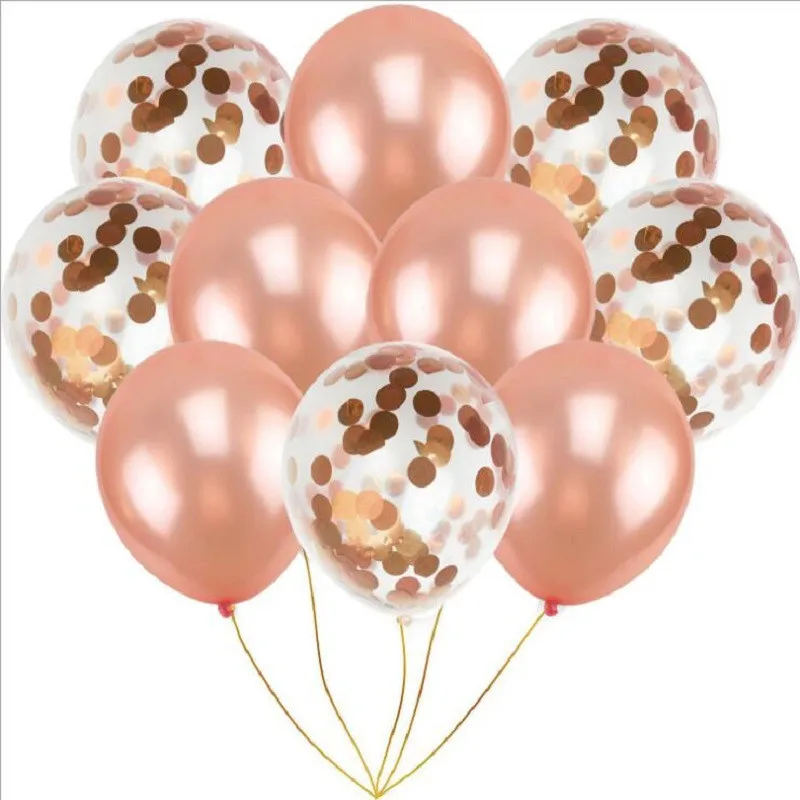 

10 Pcs/lot 12inch Latex Balloons And Colored Confetti Birthday Party Decorations Mix Rose Wedding Decoration Helium Ballon