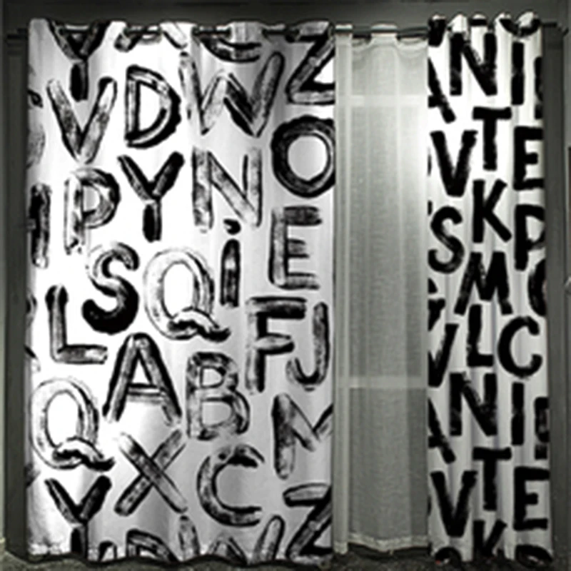 

Modern Cartoon Alphabet Print Curtains Kids Bedroom Children Curtains In The Living Room Home Supplies Curtain french window