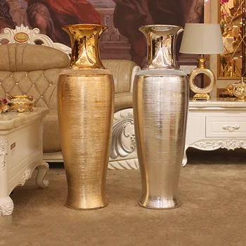 Floor Vase Luxury Golden Home Decoration Vase Plating Golden Flower Pot Living Room Decor decoración hogar Christmas вазы