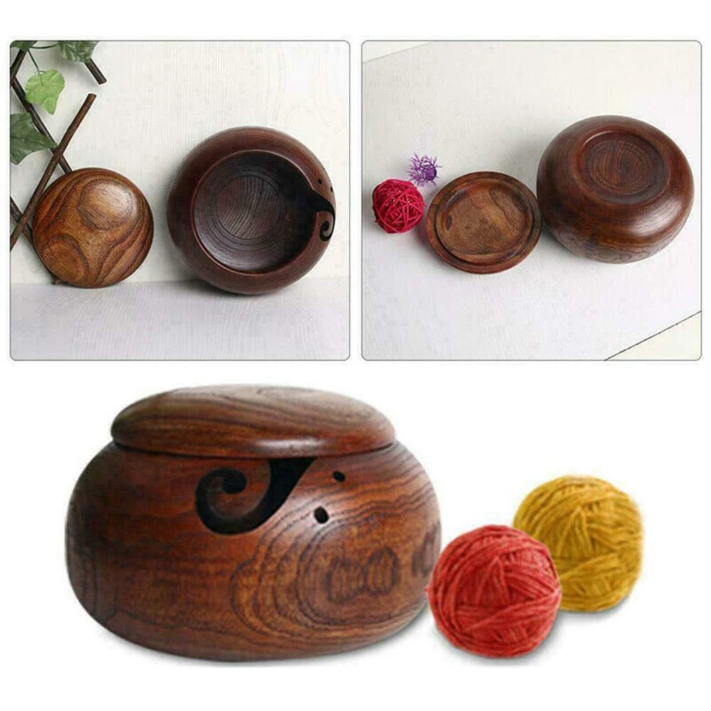 Портативная Деревянная миска из шерсти с крышкой пылезащитная для хранения