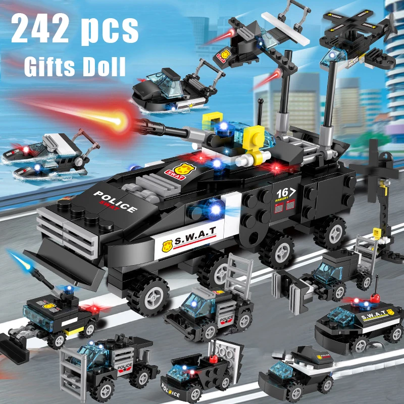 Новый город полицейский участок автомобиль строительные блоки для детей