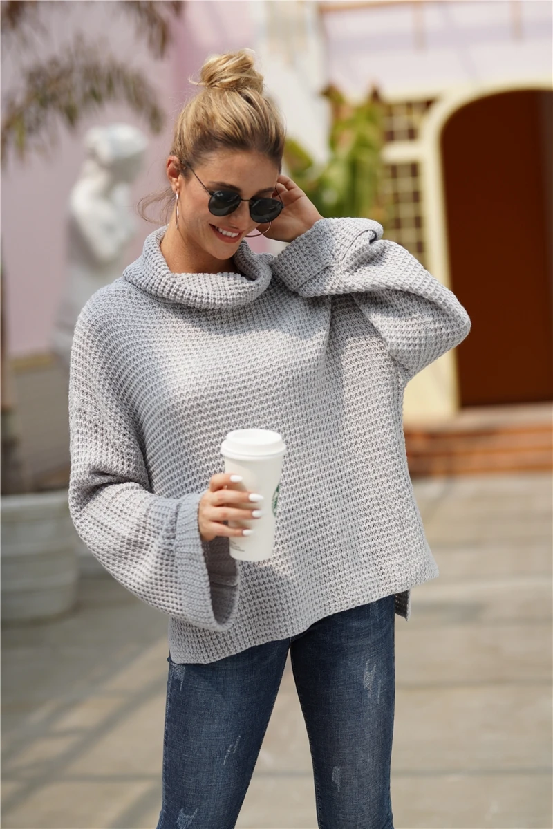 Fitshinling 2020 Winter New Women's Turtleneck Sweaters Pullovers Knitwear Solid Slim Jumper Roll Sleeve Pull Femme Sweater Sale | Женская