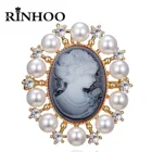 Женская Винтажная брошь на булавке, с изображением головы красоты, с кристаллами