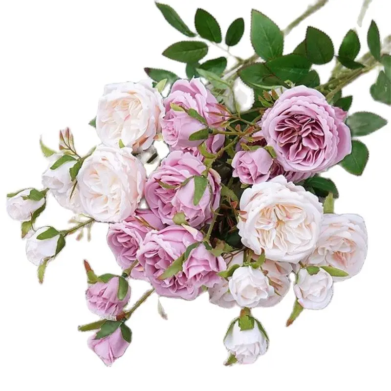 

6Pcs Fake Long Stem Austin Little Rose (6 Heads/Piece) 26" Length Simulation Round Roses for Wedding Centerpiece