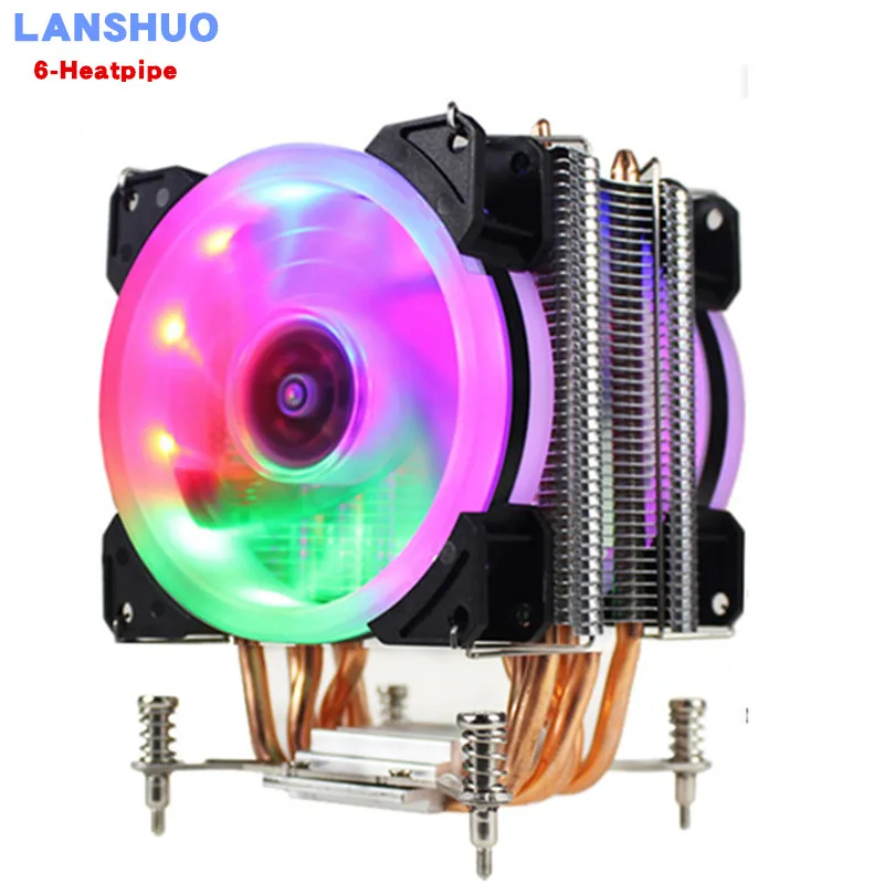 Кулер для процессора с RGB светодиодами 2011 контактов 6 тепловые трубки 12 В 9