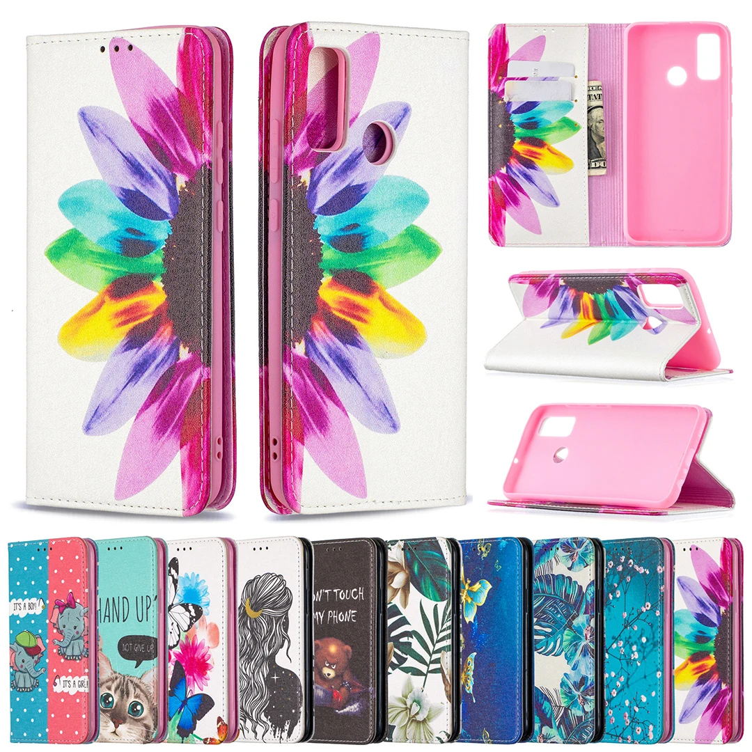 

Huawei Psmart Z 2019 2020 2021 Honor 10 Lite Y7A Y9 Prime 2019 Painted leather Phone case Magnetic flip cover