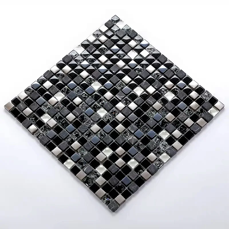 Роскошная черная каменная 13 скошенная Алмазная зеркальная стеклянная мозаичная