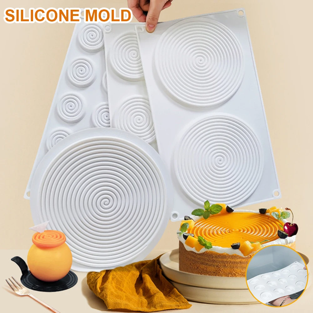 

3D Silicone Mold 2/6/15 Holes Spiral Shape Cake Moulds Mousse For Ice Creams Chocolate Pastry Bakeware Dessert Pan Cake Mold