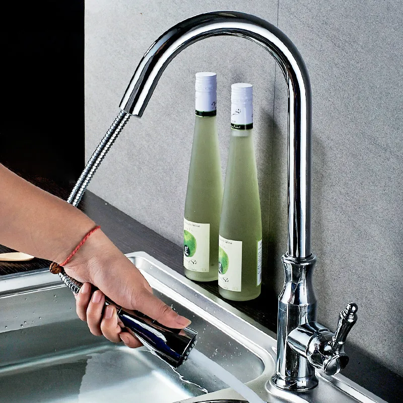 Смесители для кухни полностью медный насос кухонной раковины с горячей и