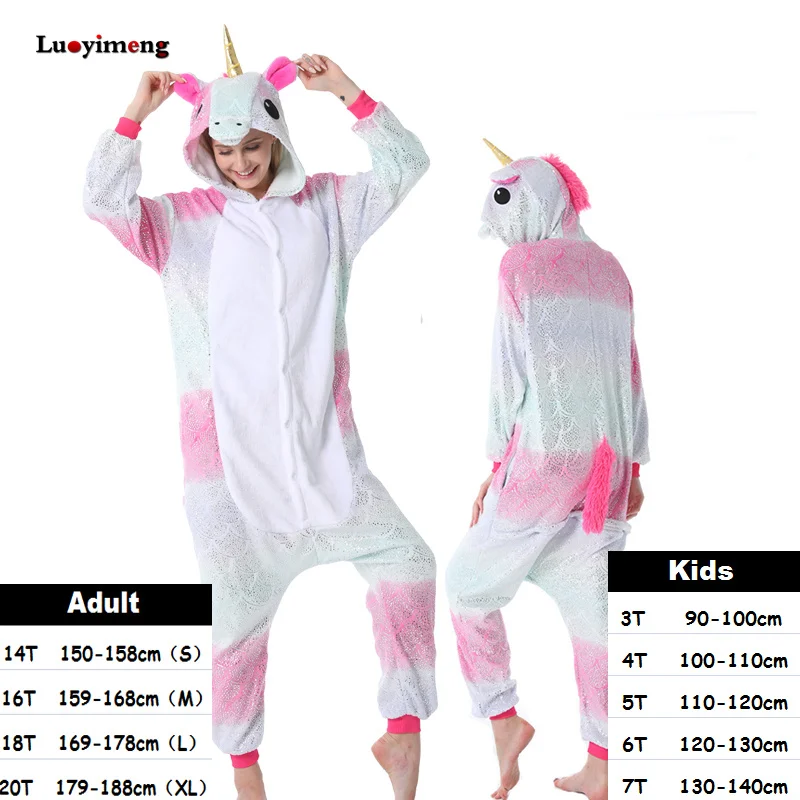 

Kids Kigurumi Onesie Adult Unicorn Pajamas For Woman Animal Panda Pijama Suit Girls Unicornio Overalls Winter Cosplay Sleepwear