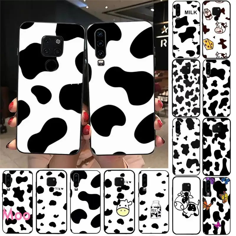 

White Black Cow Symbol Pattern Case For Huawei Y6 7prime 9prime Y5 2019 Y5 Y6Prime 2018 Nova 3E mate10 20lite 20Pro funda case
