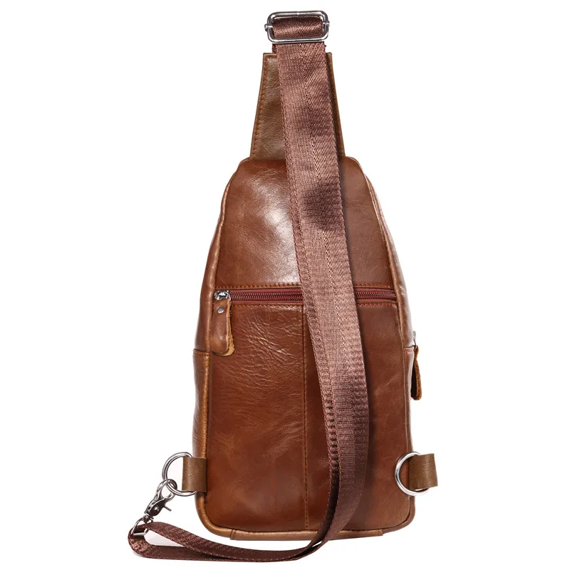 Нагрудная сумка мужская из натуральной кожи модный брендовый маленький саквояж