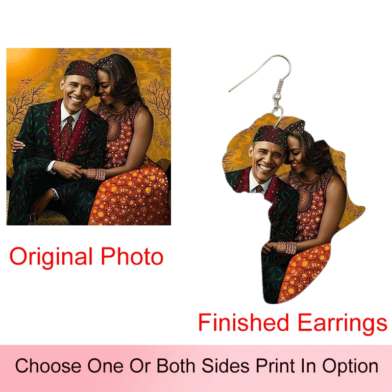 SOMESOOR Custom African Map Wood Earrings Large Engraved Afro Pendant Personalized Printed Ear Jewelry For Black Women Gifts |