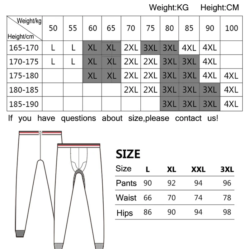 

IYUNYI Men Warm Long Johns Leggings High Quality Big Pouch Bottoms Hot Winter Warm Men Long Johns Cotton Thermal Long Pants