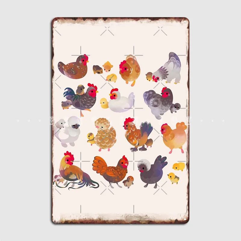 

Chicken And Chick Metal Plaque Poster Wall Mural Create Wall Decor Cinema Tin Sign Poster