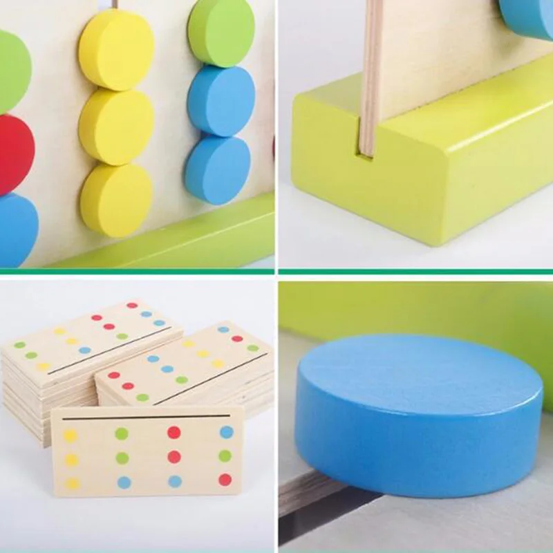

Four-Color Game Red Green Blue Round Logical Thinking Training Kids Wooden Blocks Toys Children Montessori Educational Toys