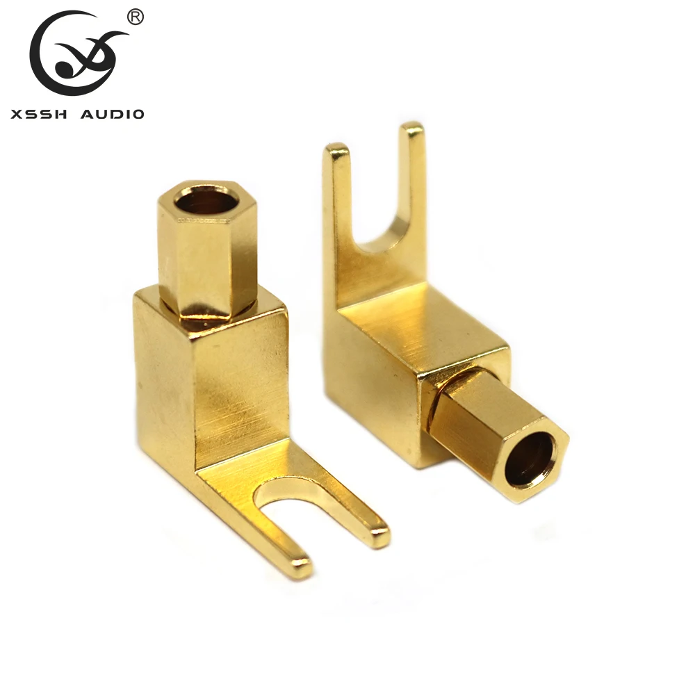 Banana Connector Right-angled 90 Degree Spade XSSH 4~16pcs HIFI Audio Home Theater 5mm Speaker Wire U Y Jack Plug Fork Terminal