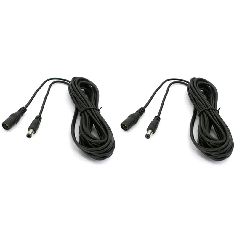 

2 Pcs DC Power Extension Cable 5.5X2.1mm 5V/12V/24V CCTV LED Strip 5 Meter