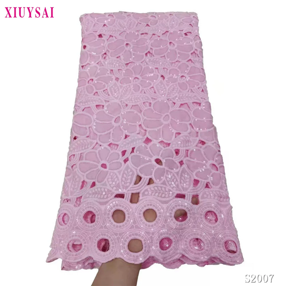

2021 High Quality African Lace Fabric With sequins African Embroidery Guipure Lace fabric for Nigerian Net lace women Dress