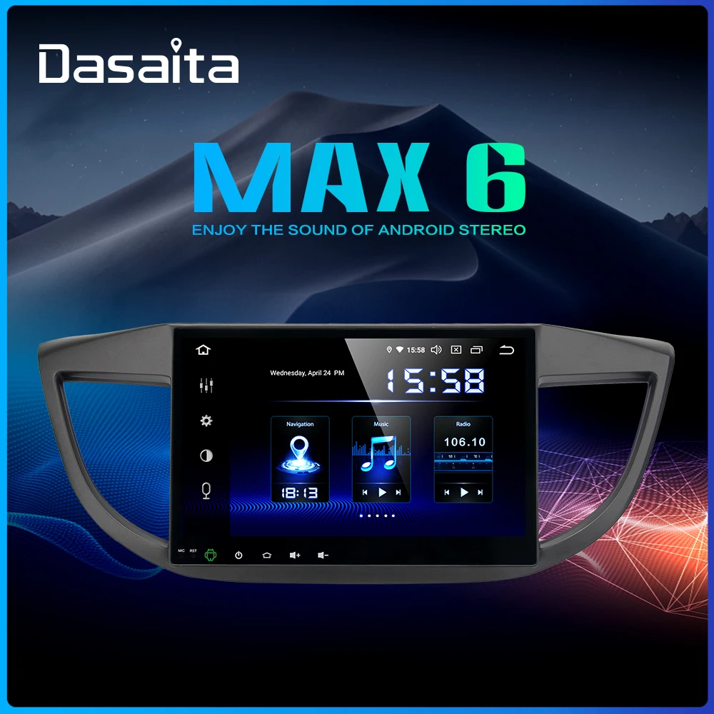 Dasaita Авто компактное минирадио Android 9,0 для Honda CRV 2012 2013 Стерео навигация 10," мульти сенсорный экран 64G rom gps
