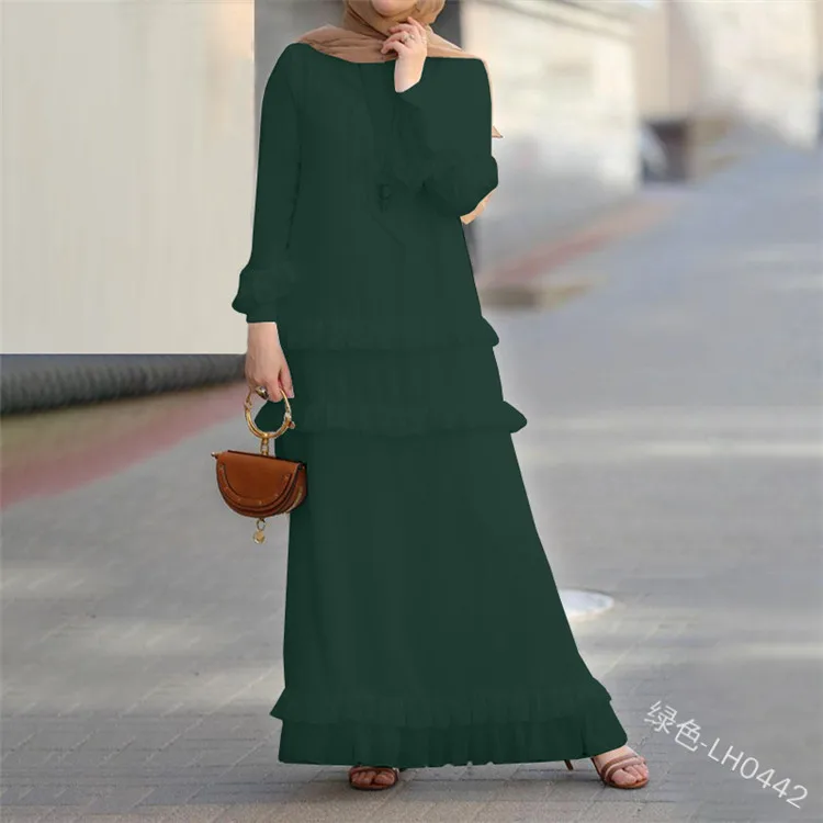 Женское платье с длинным рукавом WEPBEL однотонное свободное в мусульманском стиле