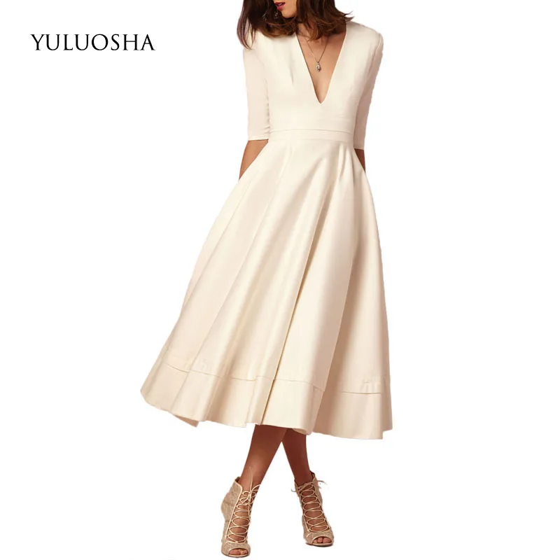 YULUOSHA 2020 Новое поступление женские модные сексуальные платья с глубоким v
