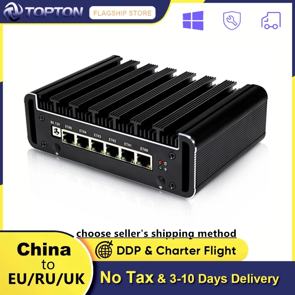 Topton 6LAN безвентиляторный ПК Core i7 7500U i5 6 Intel i211AT RJ45 COM pfSense брандмауэр маршрутизатор