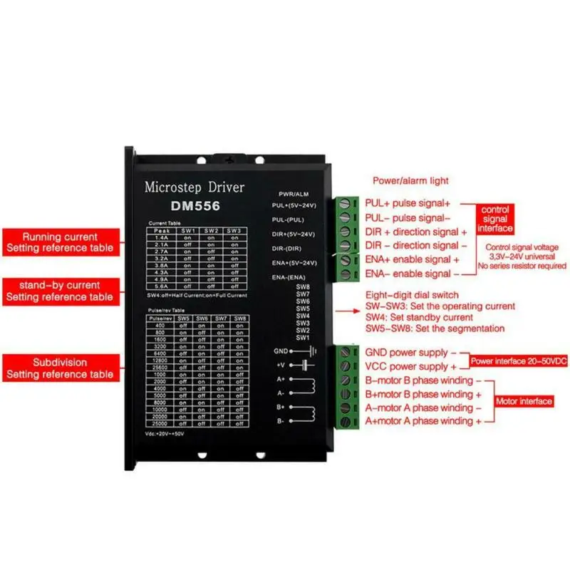 

DM556 Stepper Motor Digital Driver NEMA23 NEMA34 Photoelectric isolation