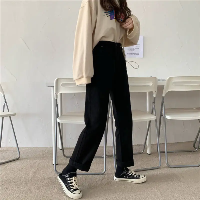 

Summer new jeans women's straight high waist Capris