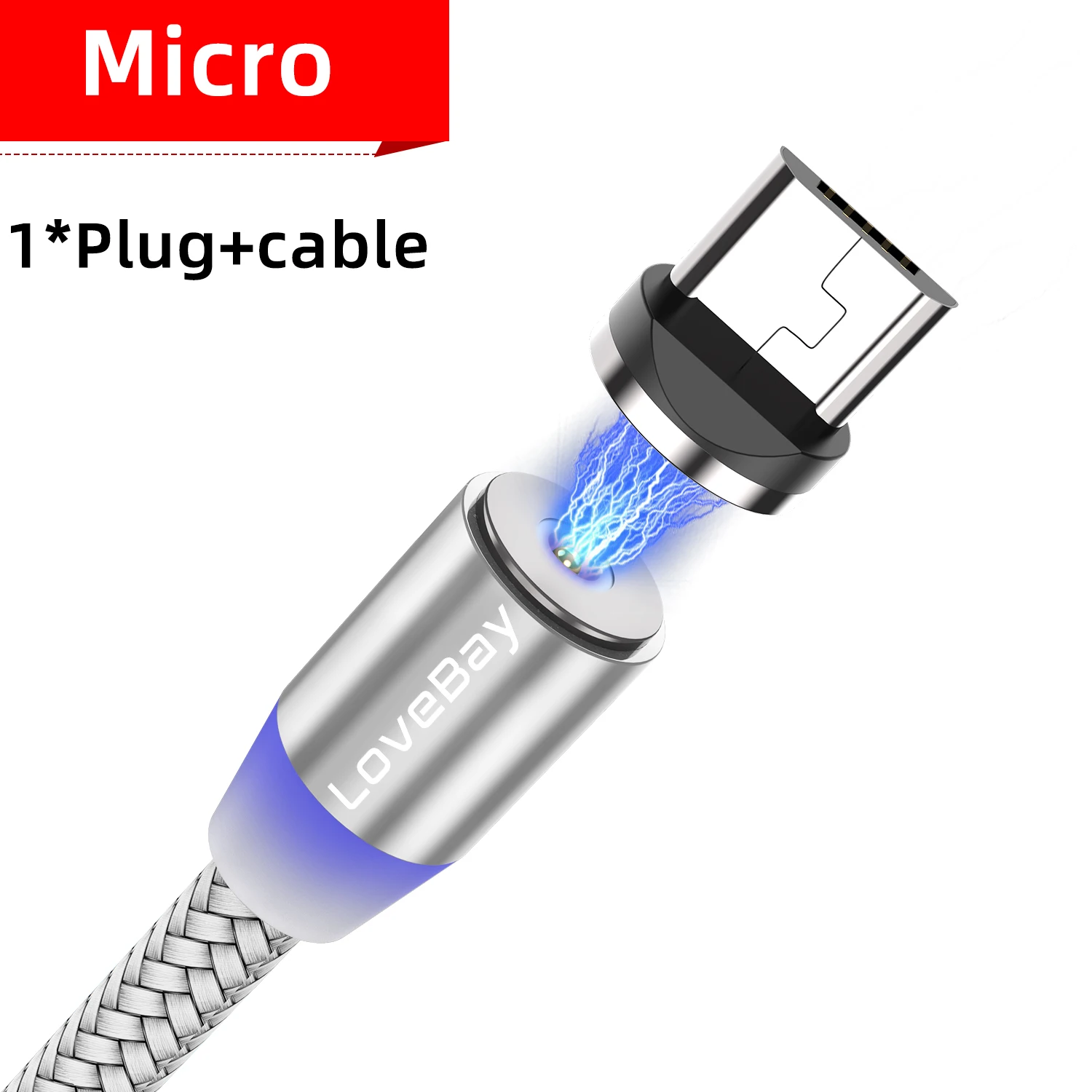 Lovebay Магнитный USB 3 м кабель для быстрой зарядки для Iphone TYPE-C Micro USB шнур Магнит Micro USB кабель для мобильного телефона USB шнур - Цвет: Silver for Micro